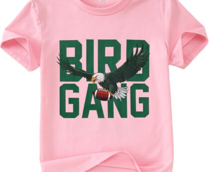 Kids Girl Boy Game Day Football T-Shirt Birds Shirts Short Sleeve Sports Football Team Outfits Fans Tees Tops 5-10Y