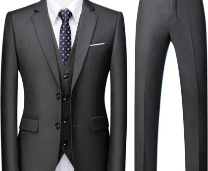 Mens 3 Piece Tuxedo Suits Slim Fit Casual Suit Blazer Two Button Wedding Prom Jackets Vest&Trousers