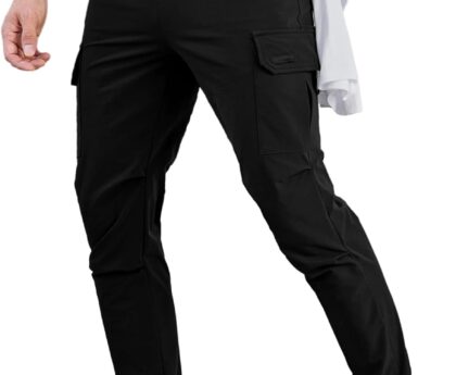 Comdecevis Men’s Cargo Jogger Pants Stretch Sweatpants Slim Fit Tactical Pants with Zipper Pockets Casual Trousers