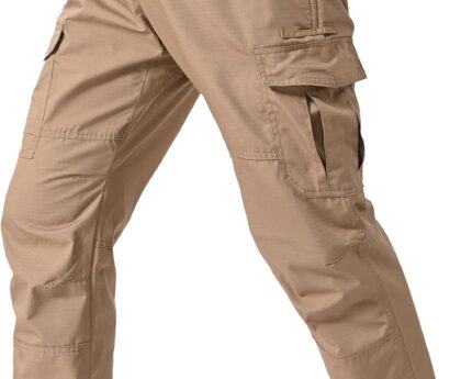 Mens Cargo Work Pants Durable Ripstop Tactical Pants with 7 Pockets Outdoor Water Resistant Hiking Woking Construction Pants