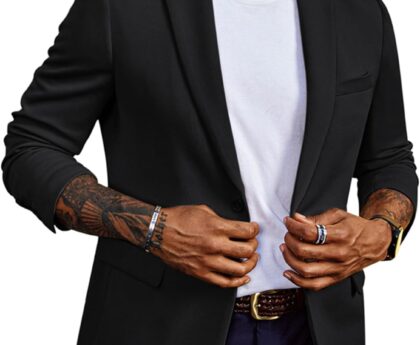 PJ PAUL JONES Mens Casual Sport Coats Two Button Lightweight Blazer Knit Unlined Solid Suit Jacket