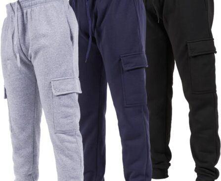 Ultra Performance 3 Pack Mens Sweatpants, Fleece Cargo Joggers for Men with Pockets