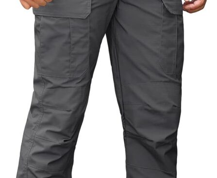 CARWORNIC Men’s Ripstop Tactical Pants Water-Resistant Military Cargo Pants Lightweight EDC Pockets Outdoor Hiking Work Pants