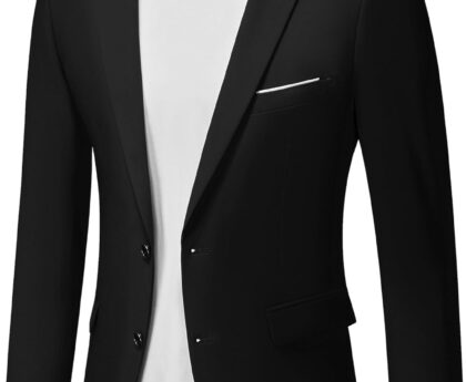 MY’S Men’s Slim Fit Blazer, Two Button Casual Lightweight Jacket, Sport Coat for Daily