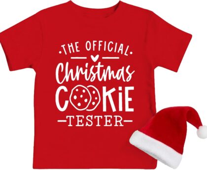 Christmas Shirts for Toddler Boys and Girls Official Cookie Tester Printing T-Shirt Xmas Holiday Tee Tops