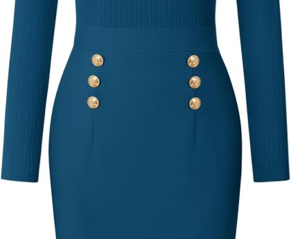 GRACE KARIN Women’s 2025 Fall Henly V Neck Business Work Dress Long Sleeve Bodycon Midi Elegant Office Sheath Dress