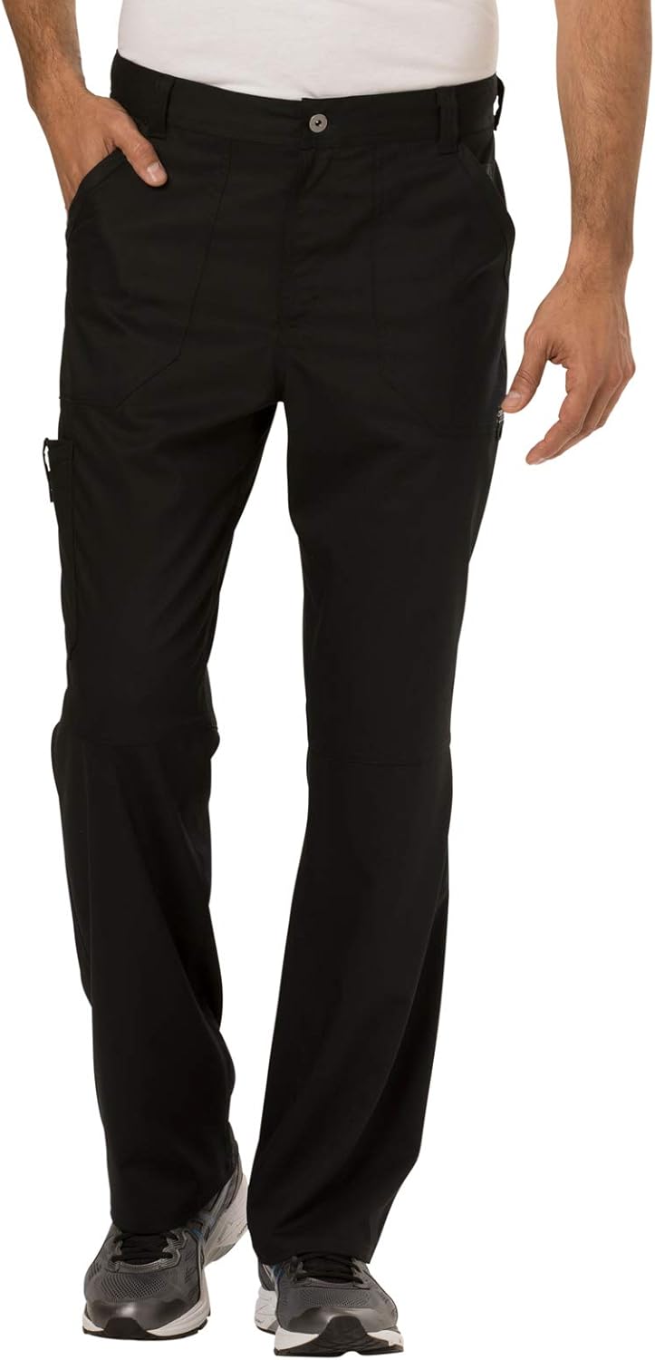 Cherokee Mens Scrub Pants with Cargo Pockets, Two-Way Stretch Modern fit Button Closure with Inside Drawstring Pants – WW140
