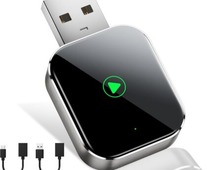 Mini CarPlay Wireless Adapter for Apple iPhone – Converts Wired to Wireless CarPlay Adapter, CarPlay Dongle Stick for Apple Wired CarPlay Cars & for iPhone iOS 10+, USB & Type-C, Plug & Play