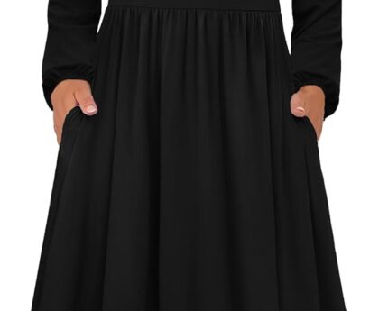 Zeagoo Long Sleeve Dresses for Women 2025 Fall Winter Casual Flowy A-Line Boho Midi Party Long Dress with Pockets