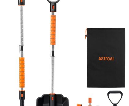 AstroAI 2″ 1 Ice Scraper & Snow Shovel Kit, 47.2″ Ice Scrapers for Car Windshield and 360° Pivoting Snow Brush, Extendable Snow Shovel with Foam Grip for Car, Trucks, SUVs, Vehicles（Orange）