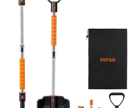 AstroAI 2″ 1 Ice Scraper & Snow Shovel Kit, 47.2″ Ice Scrapers for Car Windshield and 360° Pivoting Snow Brush, Extendable Snow Shovel with Foam Grip for Car, Trucks, SUVs, Vehicles（Orange）