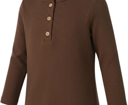 Ohrwurm Toddler Henley Shirt Ribbed Cotton Top Soft Breathable Long Sleeve T-Shirt with Button for 2-7 Years