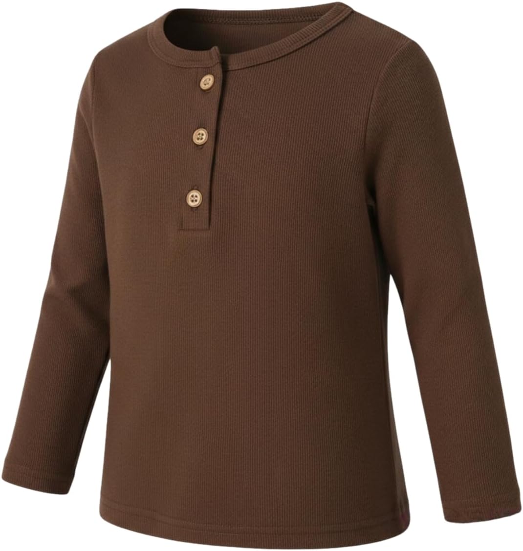 Ohrwurm Toddler Henley Shirt Ribbed Cotton Top Soft Breathable Long Sleeve T-Shirt with Button for 2-7 Years