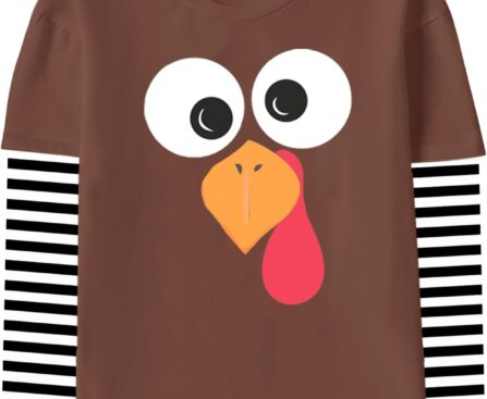 Remimi Unisex Kids Christmas Long Sleeve Shirt Xmas Print Stripe Shirts 2-12 Years