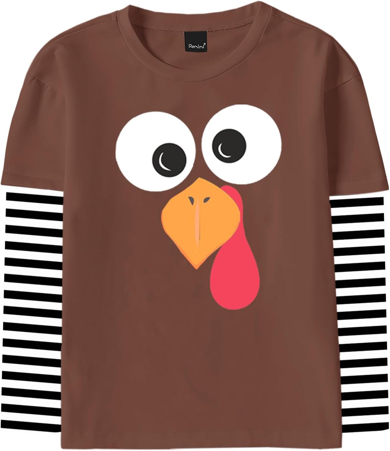 Remimi Unisex Kids Christmas Long Sleeve Shirt Xmas Print Stripe Shirts 2-12 Years