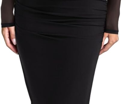 REORIA Long Sleeve Wedding Guest Maxi Dresses for Women Sheer Mesh Square Neck Ruched Bodycon Long Dress 2025 Fall Outfits