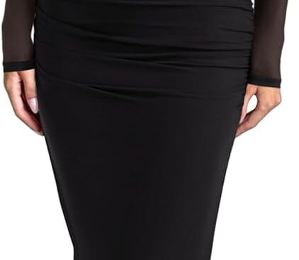 REORIA Long Sleeve Wedding Guest Maxi Dresses for Women Sheer Mesh Square Neck Ruched Bodycon Long Dress 2025 Fall Outfits