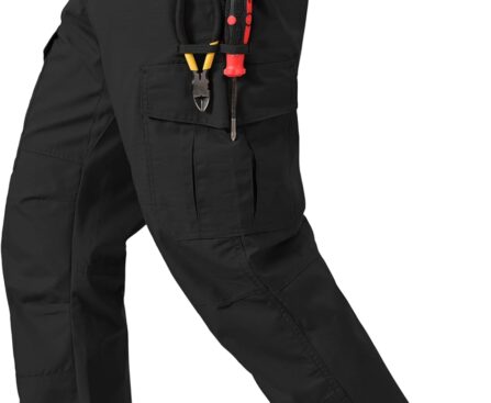 Mens Work Pants Ripstop Waterproof Cargo Pants for Men with 7 Pockets Tactical Hiking Pants