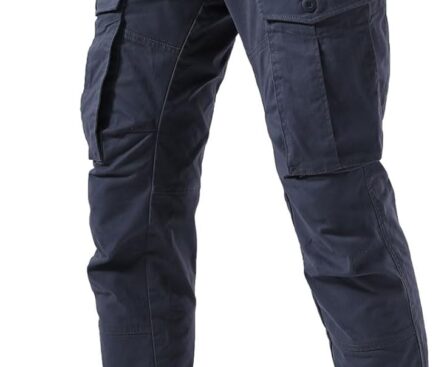 Plaid&Plain Men’s Cargo Pants Slim Fit with Articulated Knees