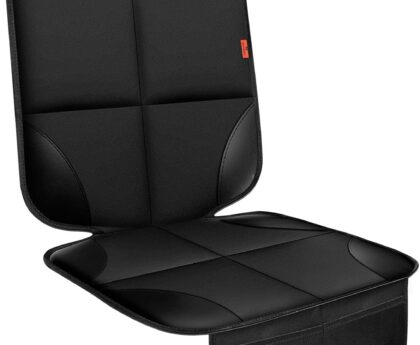 Car Seat Protector 1 Pack Car Seat Cushion Mat Thickest Padding,Waterproof 600D Fabric Car Seat Covers for Non-Slip Backing Mesh Pockets for Baby and Pet (Black, 1 Pc)