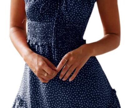 YOBECHO Womens Summer Ruffle Sleeve Sweetheart Neckline Printing Dress Mini Dresses