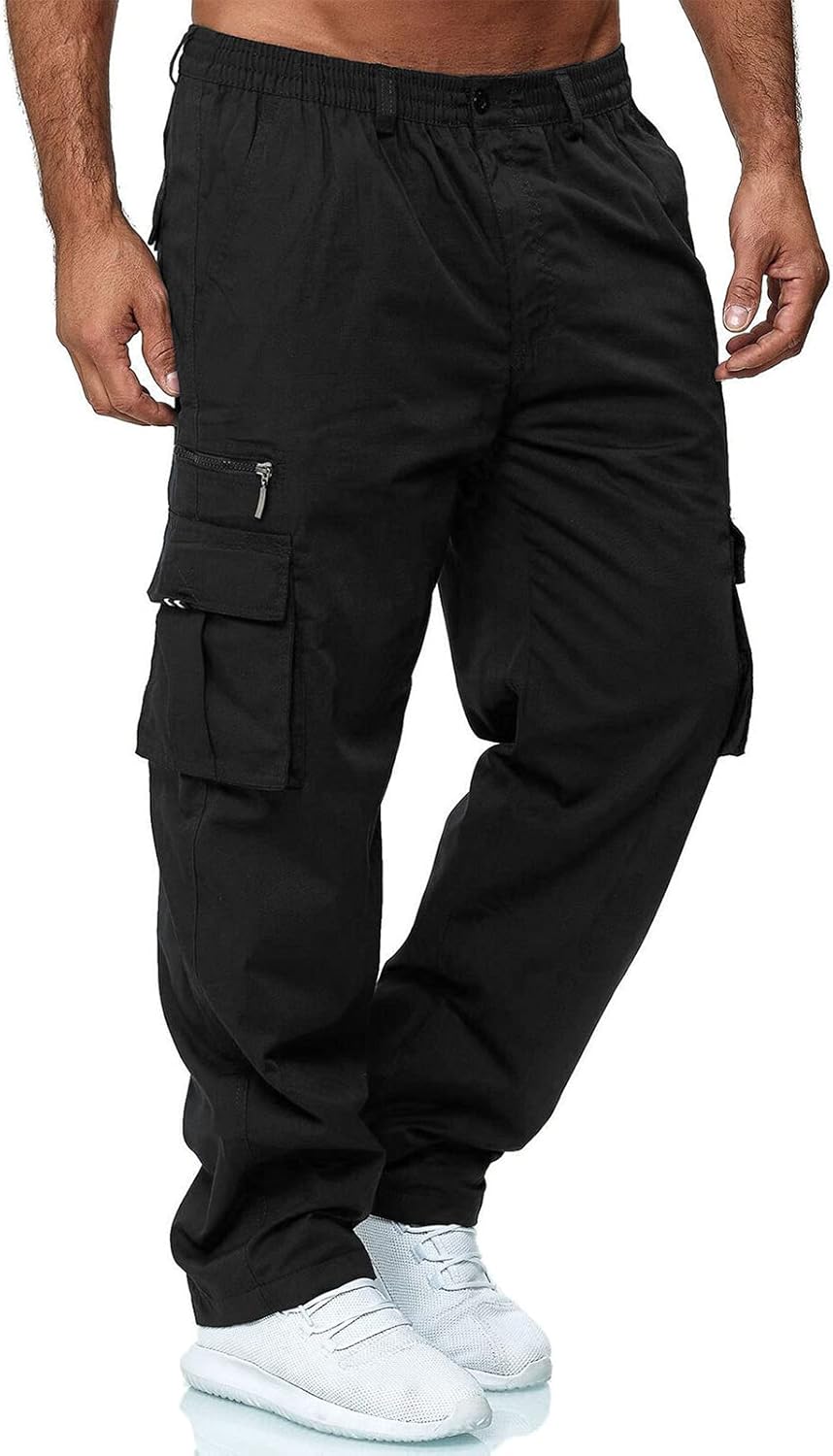 Men Outdoor Cargo Pant Lightweight Tactical Pant Hiking Jogger Classic Fit Multi Pockets