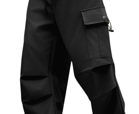 ZAFUL Baggy Cargo Pants for Men Casual Stretch Elastic Drawstring Parachute Pants Loose Fit Joggers with Multi Pockets