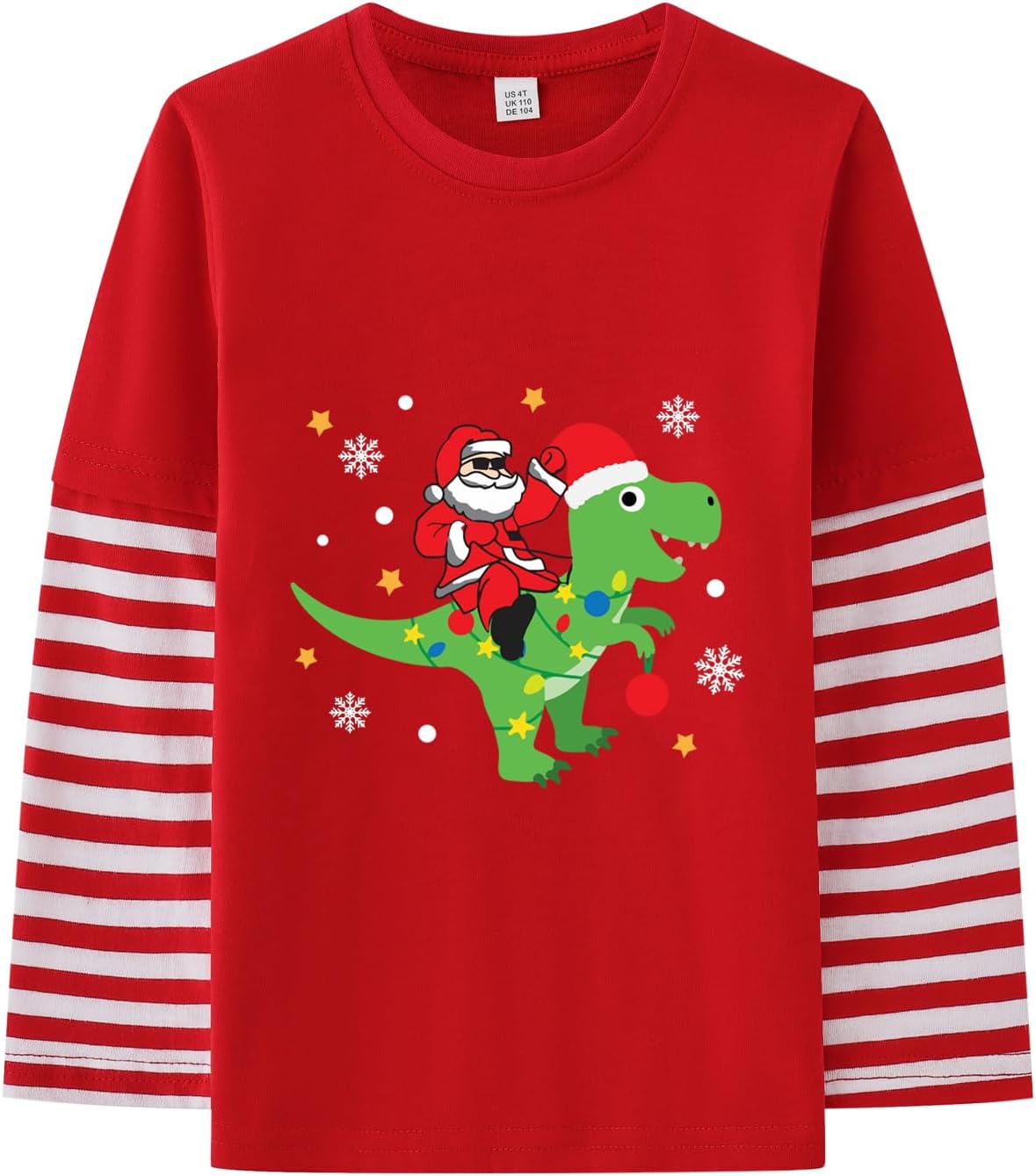 Toddler Boys Christmas Shirts Girls Long Sleeve Outfit Little Kids Xmas Funny Santa Claus Graphic Tee Tops Clothes 2-7 Years