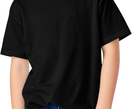 Boys Summer T Shirt Crew Neck Short Sleeve Solid Tees Comfortable Stylish Basic Tops Kids 5-14 Years