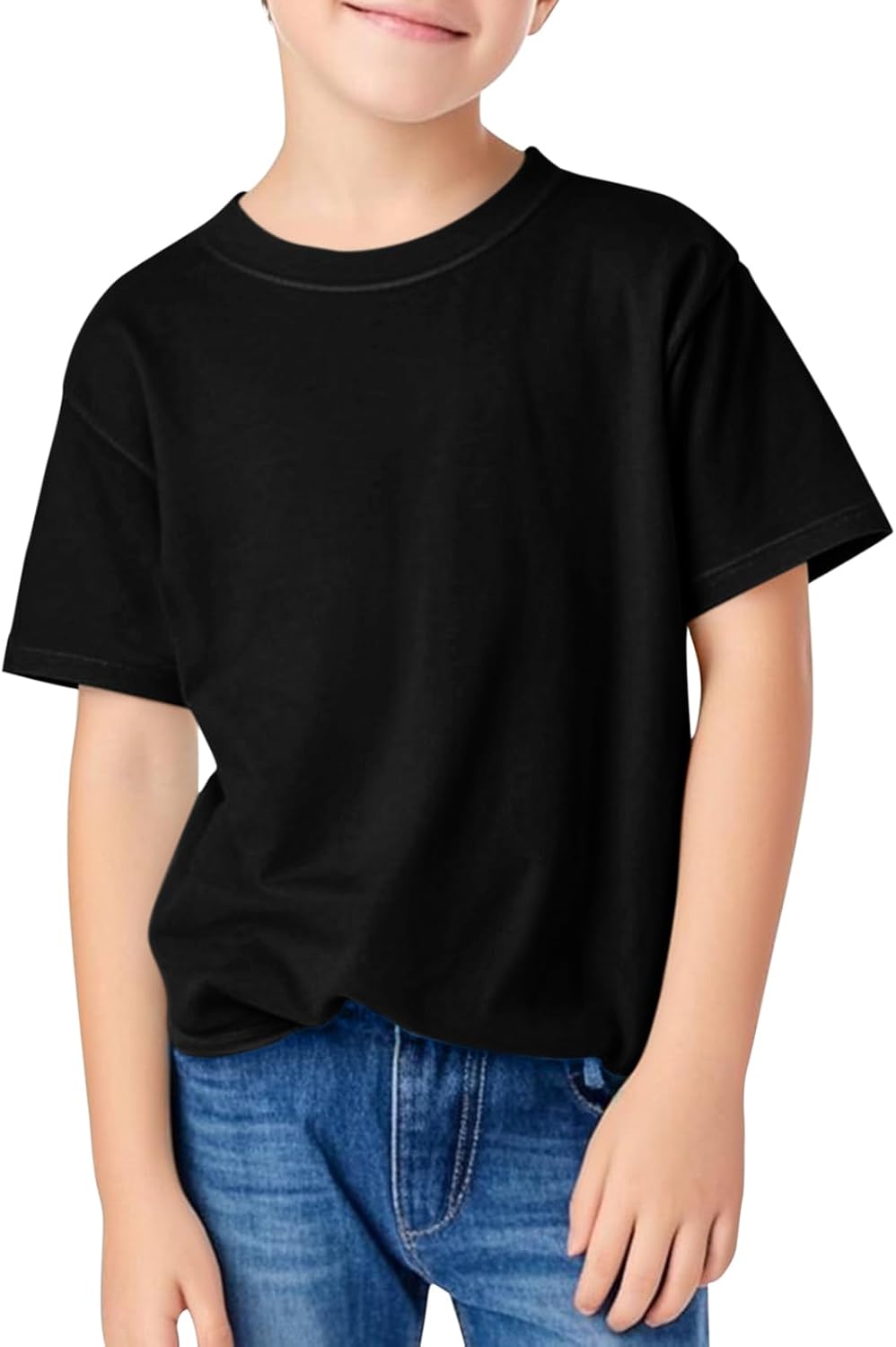 Boys Summer T Shirt Crew Neck Short Sleeve Solid Tees Comfortable Stylish Basic Tops Kids 5-14 Years