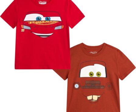 Disney Cars Toy Story Boys Shirts – 2 Pack Lightning McQueen Buzz Lightyear Short Sleeve Boys Tees for Toddler and Little Boy