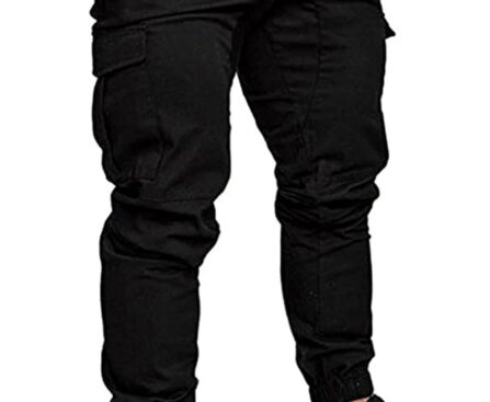 JMIERR Mens Fashion Cargo Pants – Casual Cotton Tapered Stretch Twill Drawstring Athletic Joggers Sweatpants with 6 Pockets