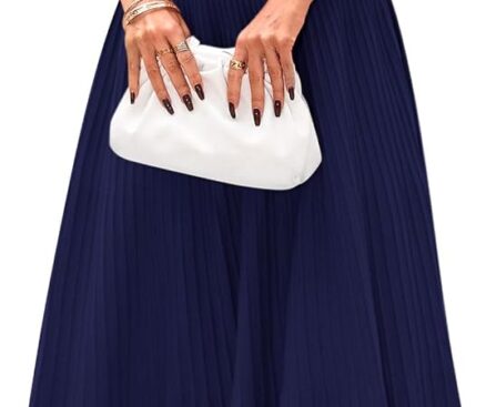 PRETTYGARDEN Spring Casual Dresses for Women 2025 Summer Business Work Midi Sleeveless A Line Pleated Cocktail Dress