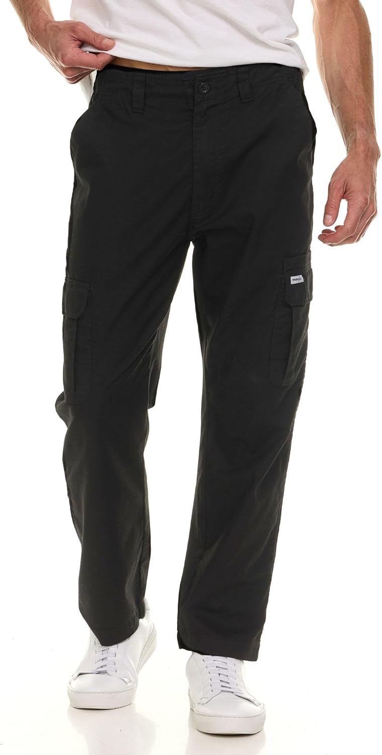 Wrangler Cargo Pants for Men Big and Tall – Twill Half Elastic Mens Cargo Pants, Relaxed Fit Workwear Pants