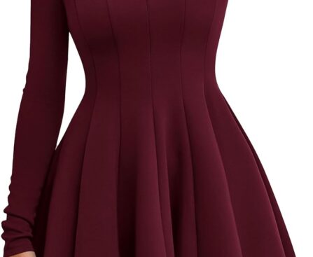 PRETTYGARDEN Fall Dresses for Women Elegant Classy 2025 Casual Long Sleeve Swing A Line Ruffle Short Homecoming Party Dress