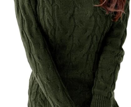 Langwyqu Womens Cable Knit Sweater Dress Sexy Long Sleeve Bodycon Turtleneck Mini Fall Sweaters Dresses