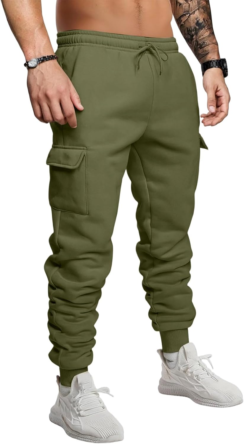 Men’s Sweatpants Casual Loose Fit Joggers Elastic Waist Lounge Pants Tapered Cargo Pants with Pockets