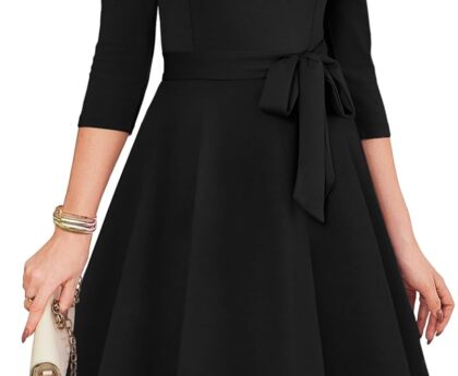 RUMIA Women’s Cocktail Dresses 3/4 Sleeve Vintage Wedding Guest Dress (XS-3XL)