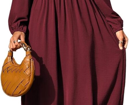 Dokotoo Womens Dresses Fashion 2025 Long Sleeve V Neck Maxi Dresses Elegant Casual Flowy Tiered Boho Beach Vacation Outifits