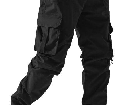 PLEPAN Men’s Casual Cargo Pants Elastic Waist Drawstring Joggers Pants Tapered Sweatpants for Men Multi Pockets