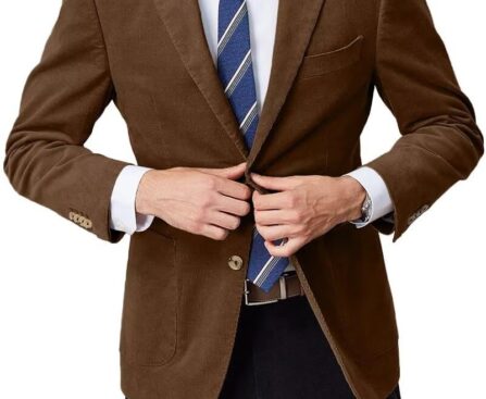 Men Corduroy Suit Jacket Slim Fit 2 Button Mens Casual Blazer Vintage Winter Corduroy Sport Coat for Men Work Jackets