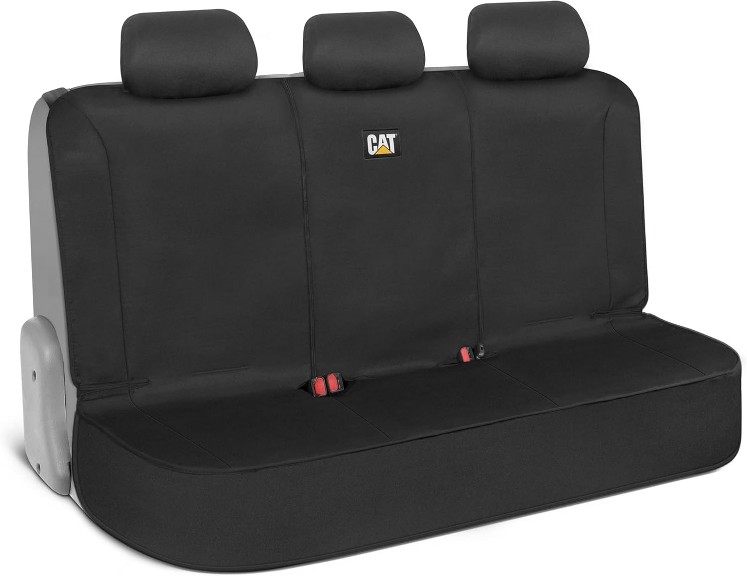 Cat Flexfit Black Rear Seat Cover for Car – Durable Canvas Material Back Car Seat Covers 60/40 Split Bench Protector – Back Seats Cover for Truck & SUV Rear Bench Protector Interior Car Accessories