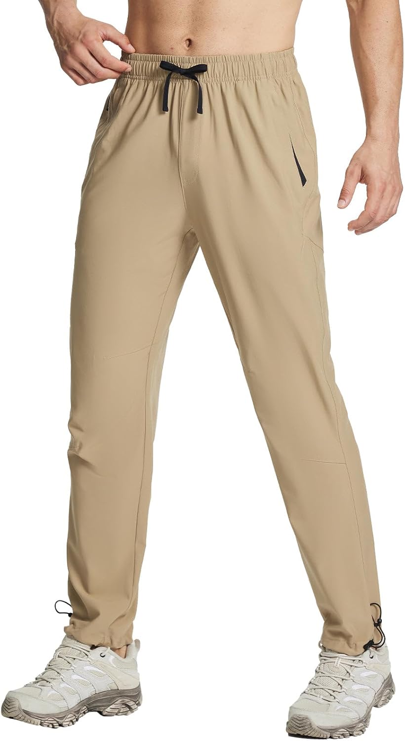 baleaf Men’s Hiking Pants Lightweight Quick Dry Water Resistant Elastic Waist Cargo Pants with Zip Pockets for Outdoor