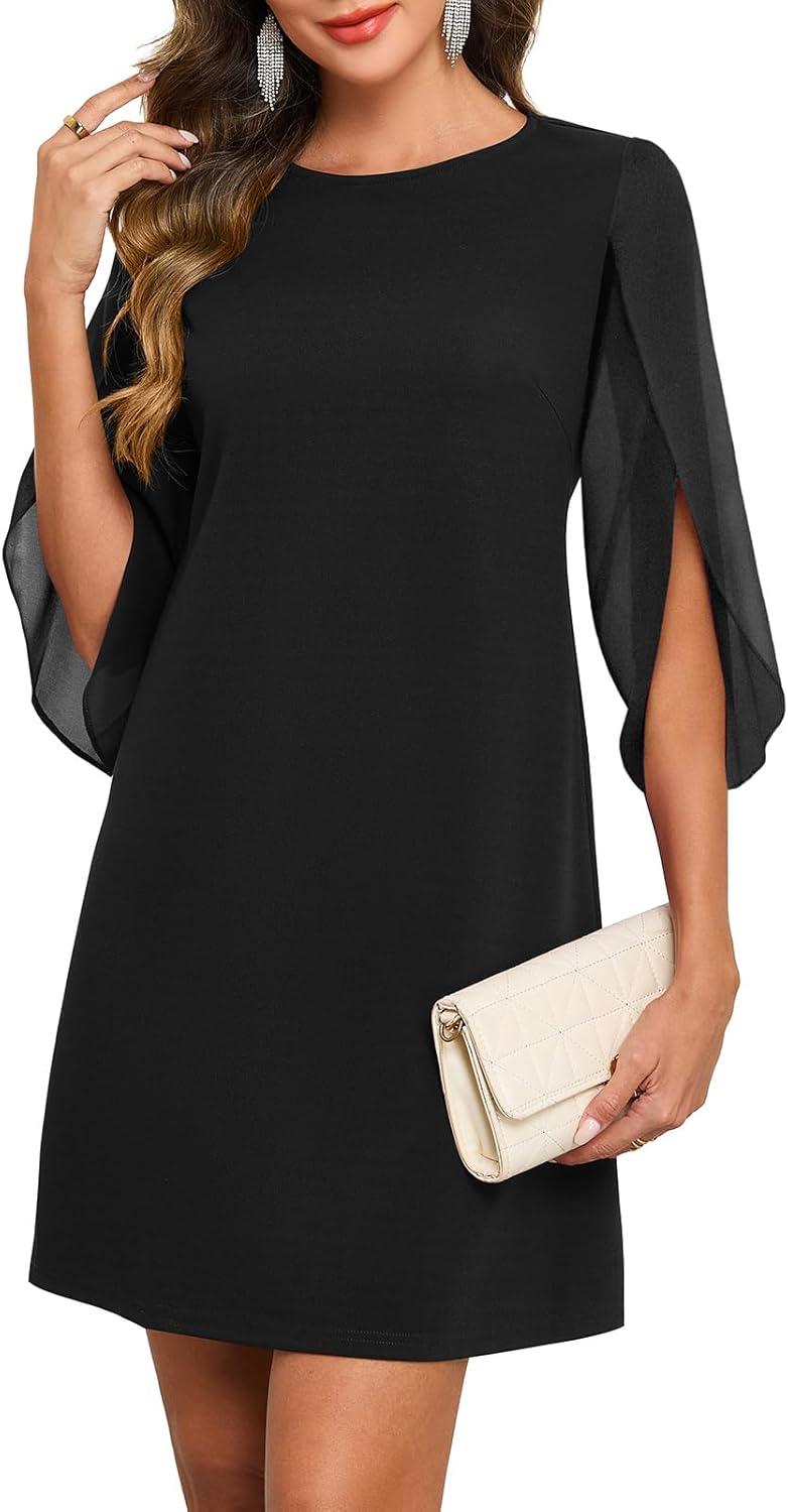 oten Women’s 2025 Flutter Sleeve Cocktail Dress Crew Neck Chiffon Formal Wedding Guest Party Dresses