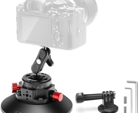 NEEWER 6″/15.2cm Camera Suction Cup Mount with Ball Head Magic Arm, Metal Suction Cup Mount on Car Windshield Dash for Camera/Action Camera/Phone Holder, with 1/4″ & 3/8″ Mounting Holes for ARRI