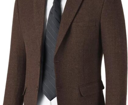 Retro Tweed Men’s Suit Jackets Herringbone Slim Fit Sport Coats Blazer Prom Business Casual Men Tux Jacket Wedding Blazers