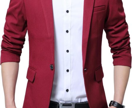DAVID.ANN Men’s Slim Fit One Button Casual Blazer Jacket