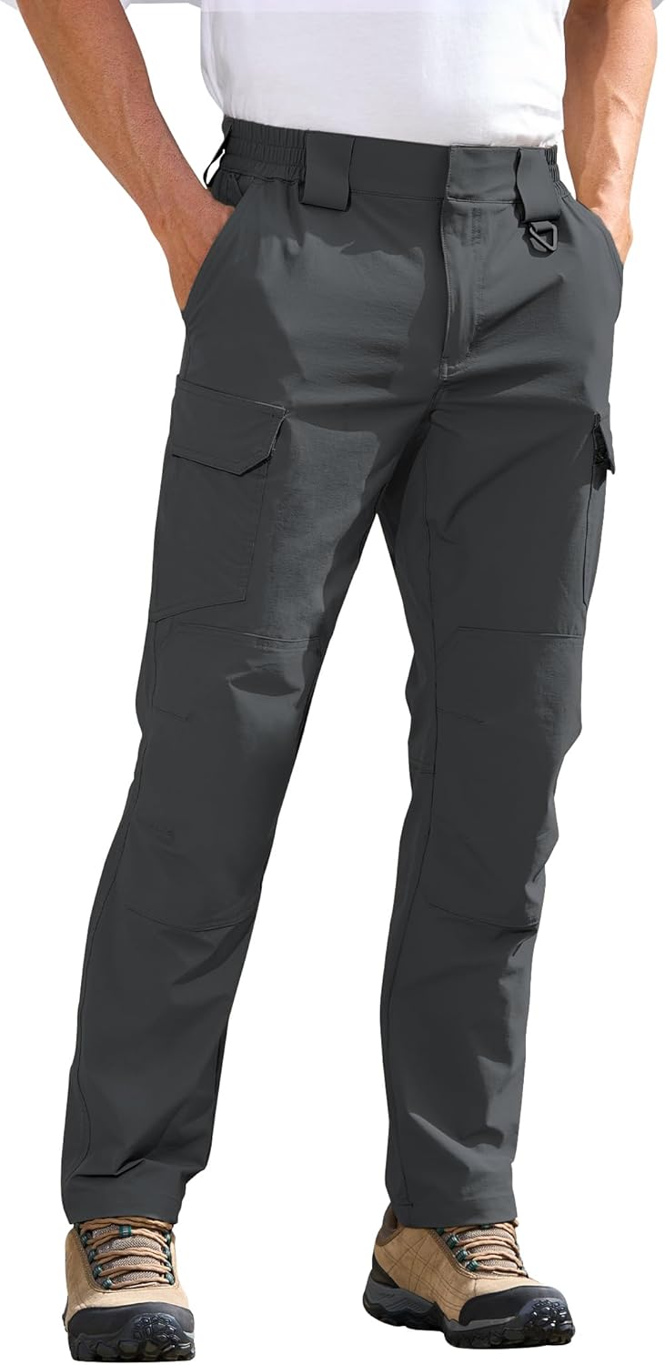 MOURCE Men’s Lightweight Hiking Pants Quick Dry – Water Resistant Outdoor Cargo Pants for Men 7 Pockets