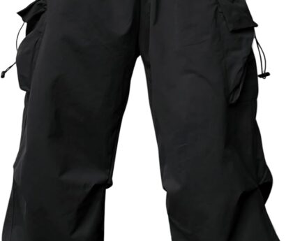 JMIERR Men’s Baggy Cargo Pants Trendy Casual Parachute Pant Loose Fit Harem Joggers with Pockets for Streetwear