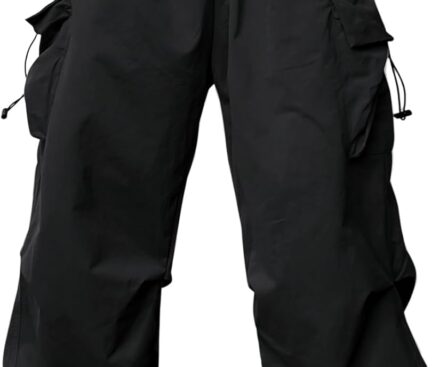 JMIERR Men’s Baggy Cargo Pants Trendy Casual Parachute Pant Loose Fit Harem Joggers with Pockets for Streetwear